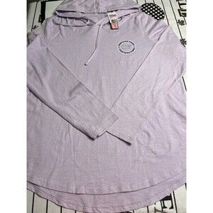 Vineyard Vines Iris Purple Curved Hemline Hooded Long Sleeve Tee Women’s Sz XL